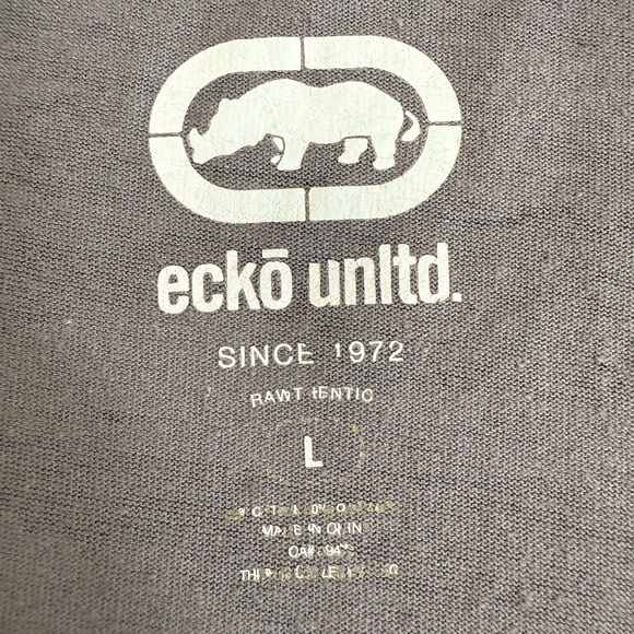 ECKO Unltd Men's Short Sleeve T-Shirt Graphic Tee Gray Black Camo Large V-Neck - Picture 10 of 12